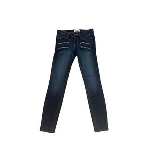 Paige Jeans Edgemont Zipper Moto Skinny Dark Wash Jeans Sz 26